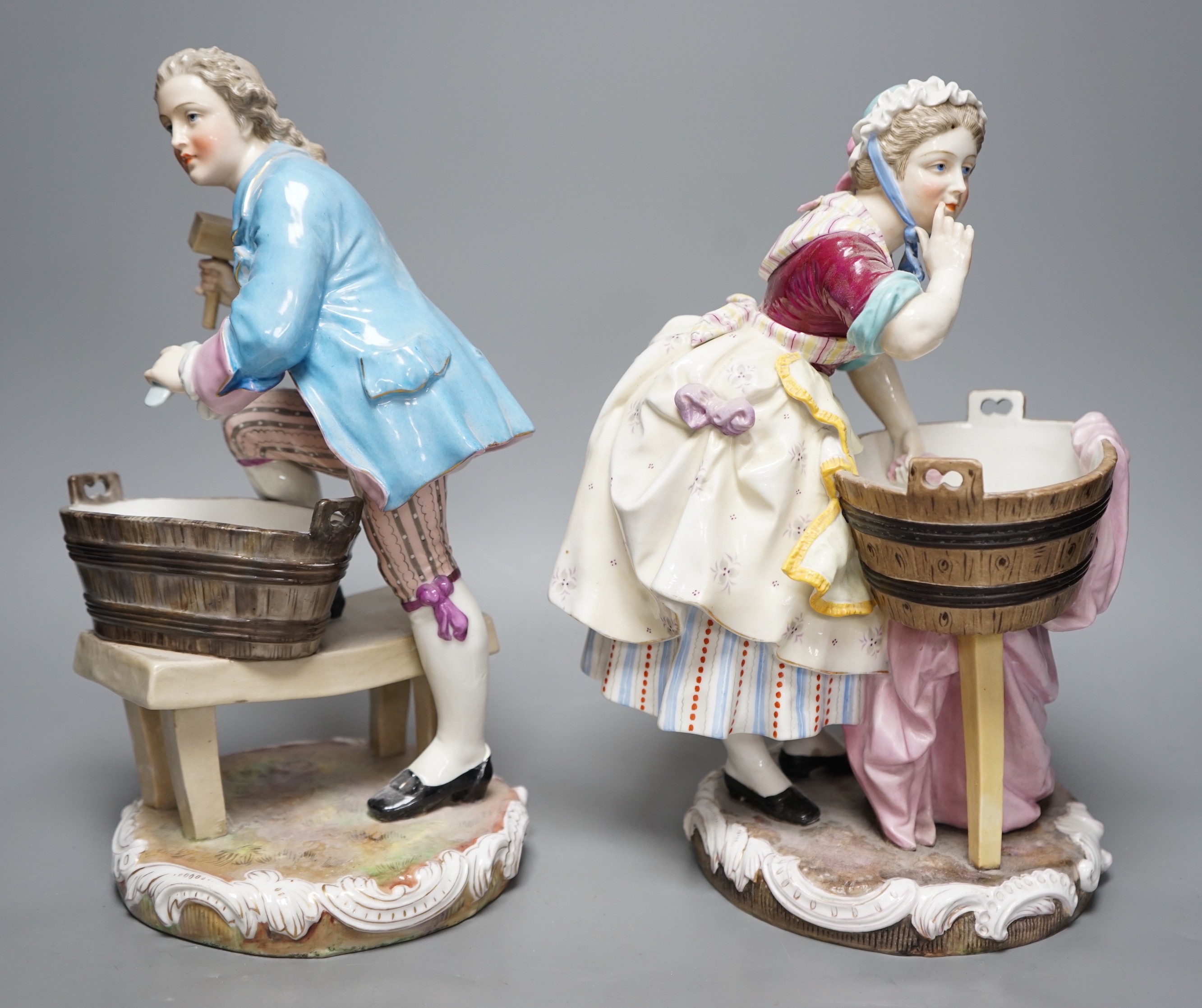 A pair of late 19th century Italian porcelain figures, 31cm